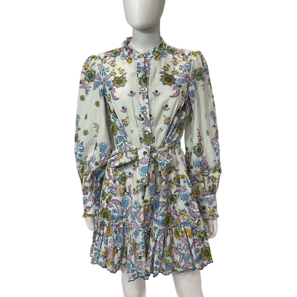 Hemant And Nandita Floral White Shirt Dress Size M - Picture 2 of 5